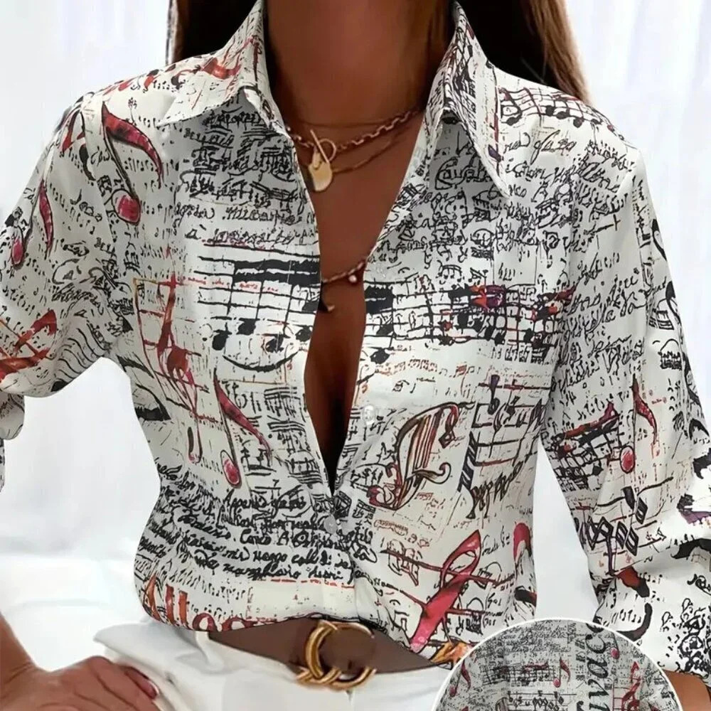 Musical Note Print Shirt (Color: Mixed Color)